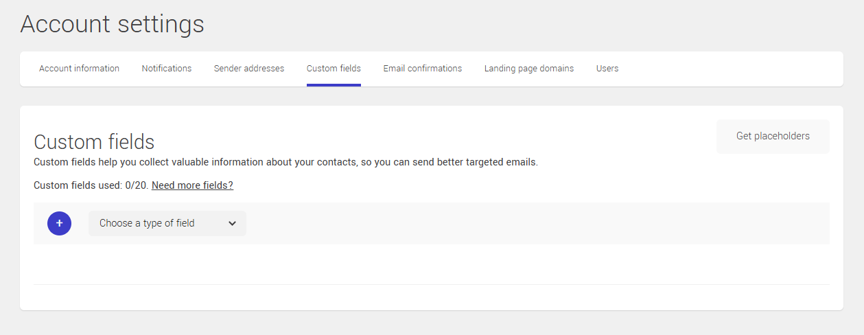 Configuration of custom fields