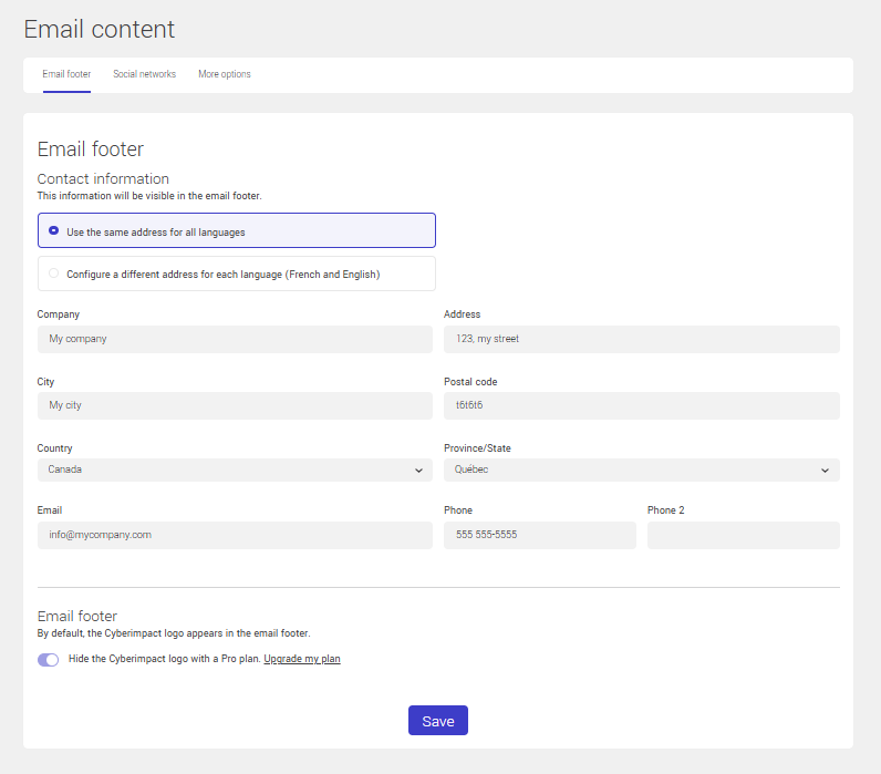 Email footer