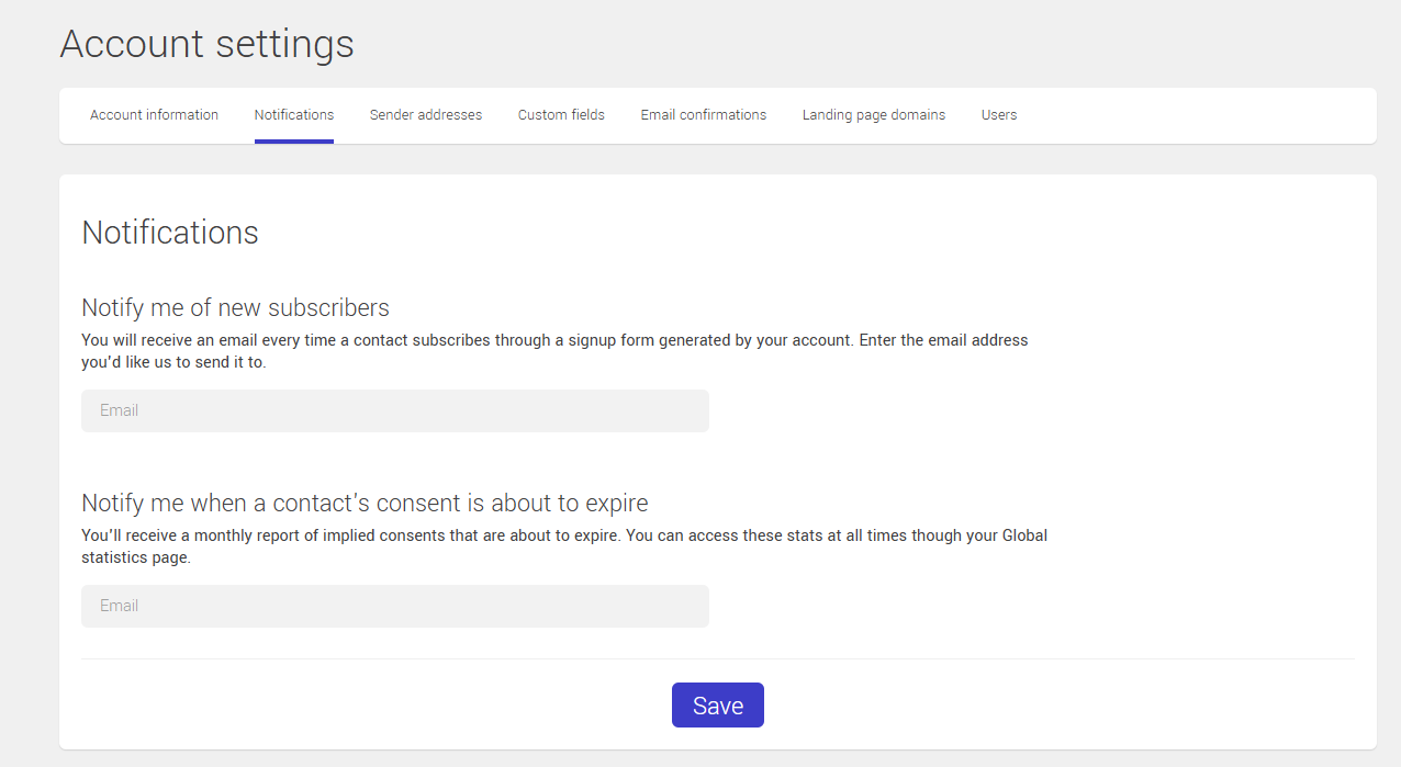 Account settings (notifications)