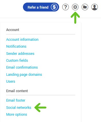 Social networks menu