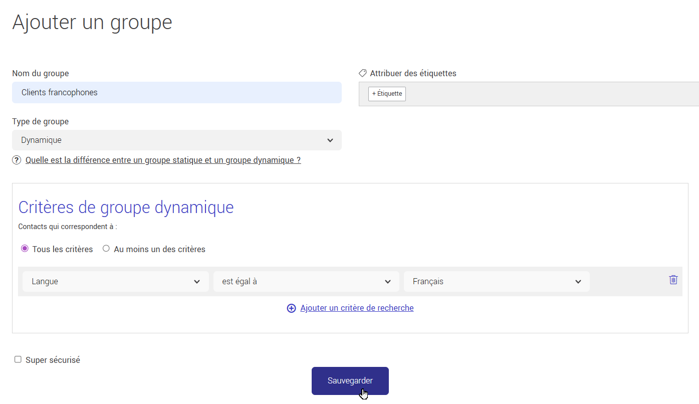 Ajouter un groupe dynamique